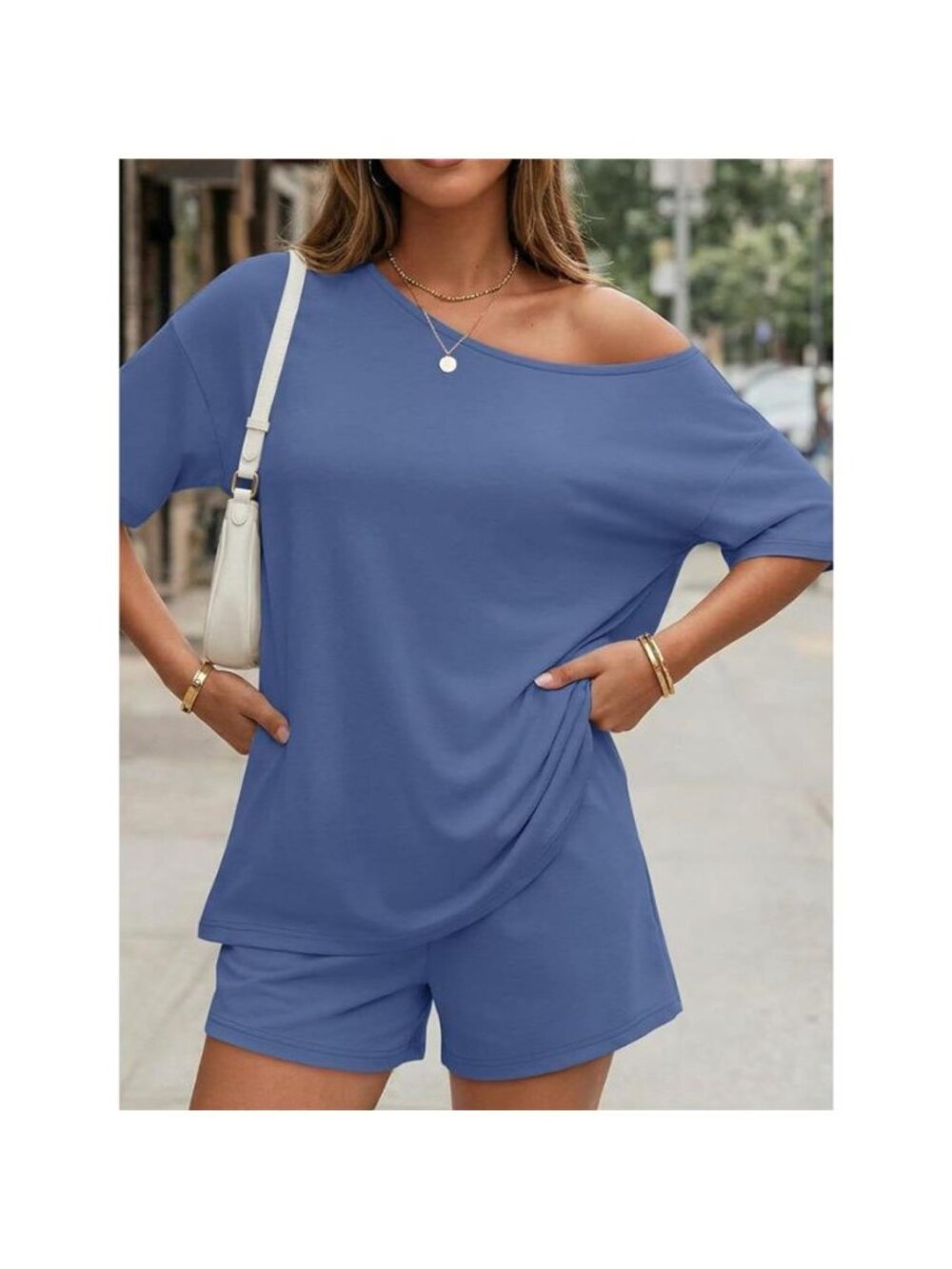 Full Size One Shoulder Top and Shorts Set Plus Size